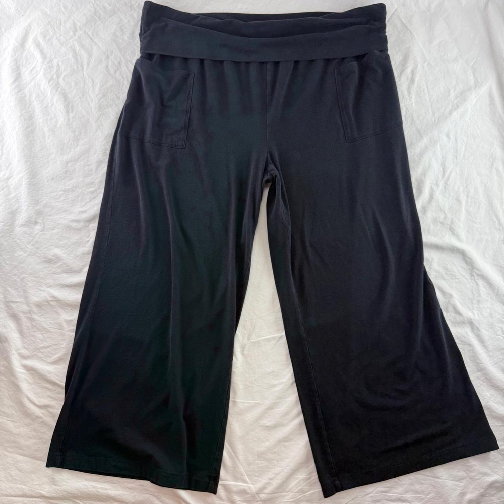 AnyBody Wide Leg Pull On Fold Over Capri Pants Womens XL Minimalist Athleisure